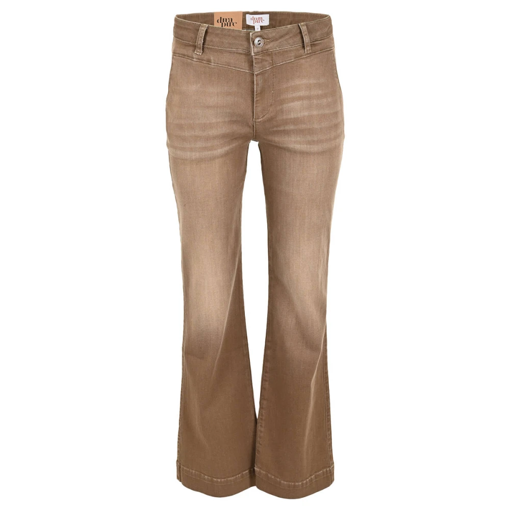 DNM Pure Wijde Pijp V-Front Jeans Brown Dames