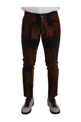 Svart Brun Tie-Dye Slim Fit Jeans