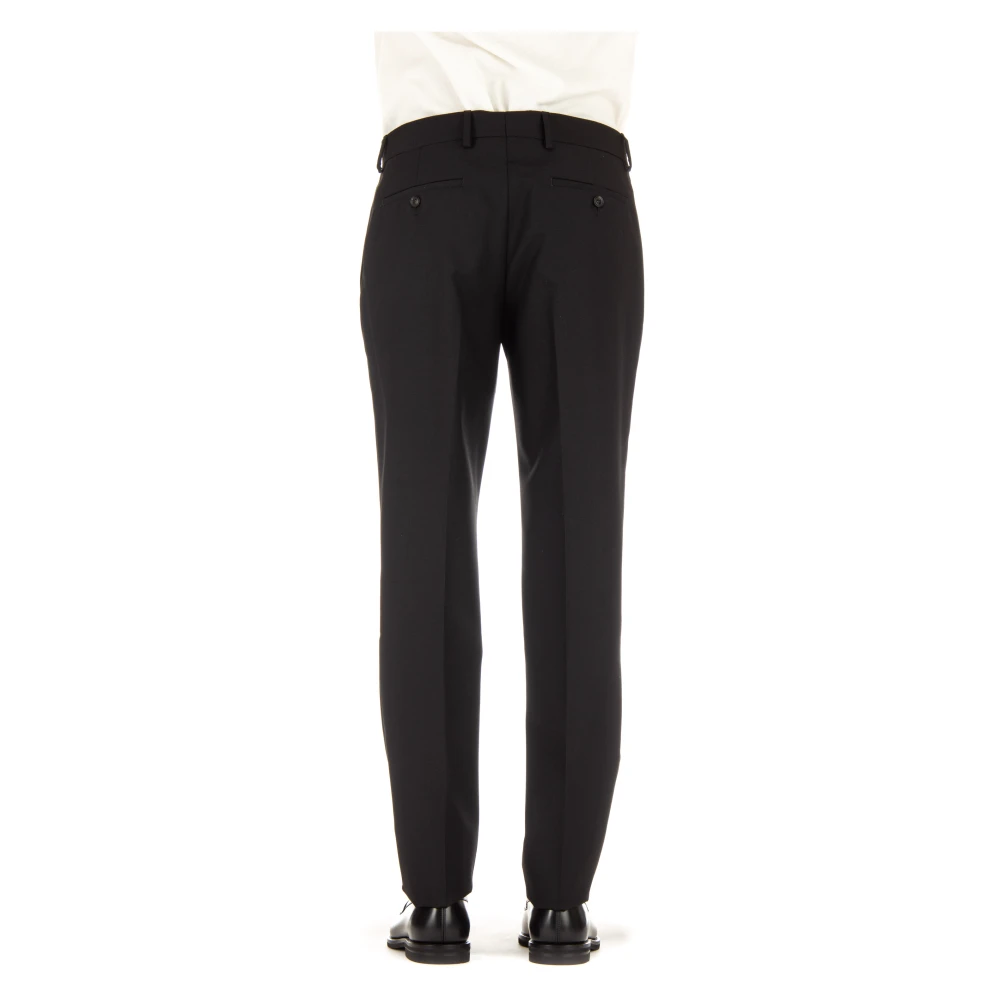 Lardini Zwarte Wol en Mohair Broek Black Heren