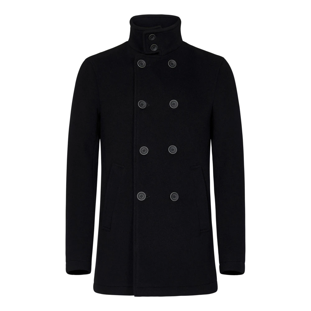 Herno Zwarte Double-Breasted Jas Aw24 Black Heren