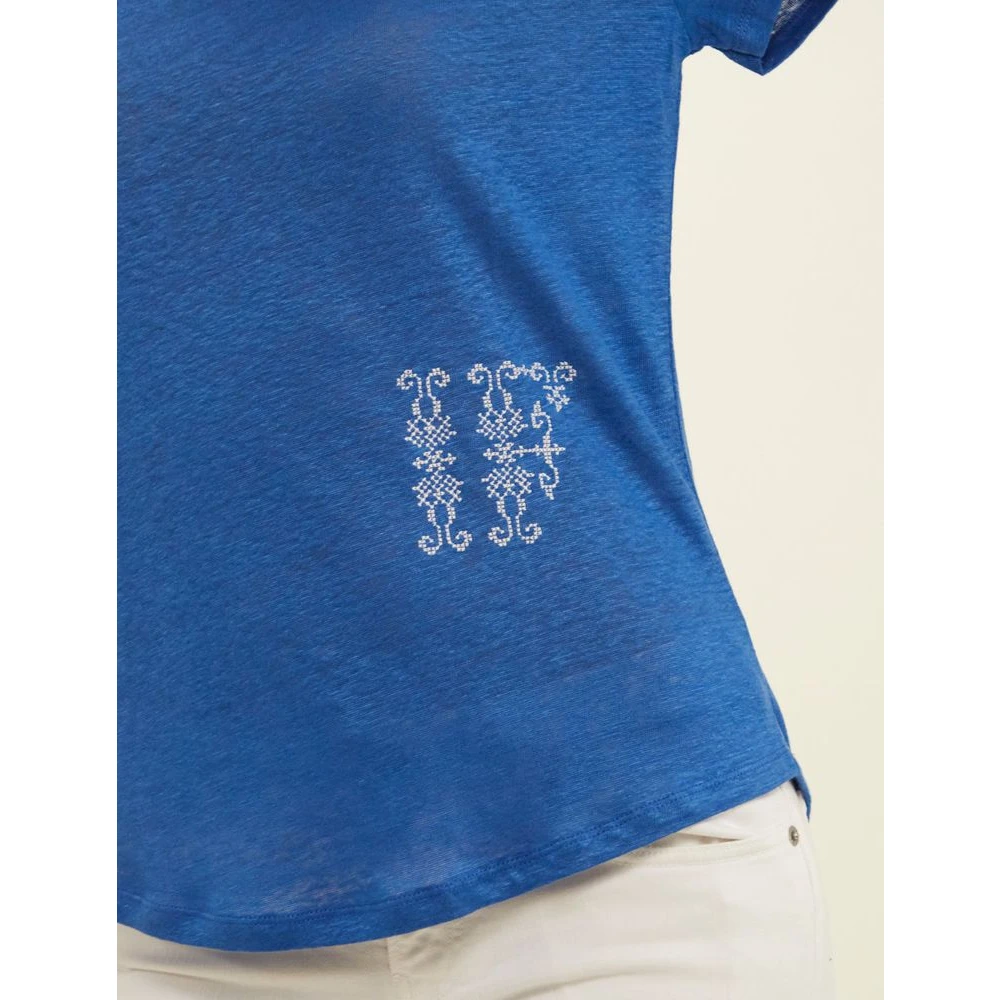 Ines De La Fressange Paris Kobaltblauw Linnen T-shirt Blue Dames