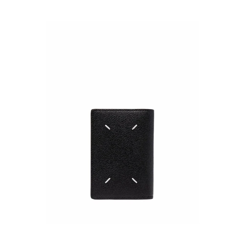 Maison Margiela Zwarte Logo-Print Leren Portemonnee Black Heren
