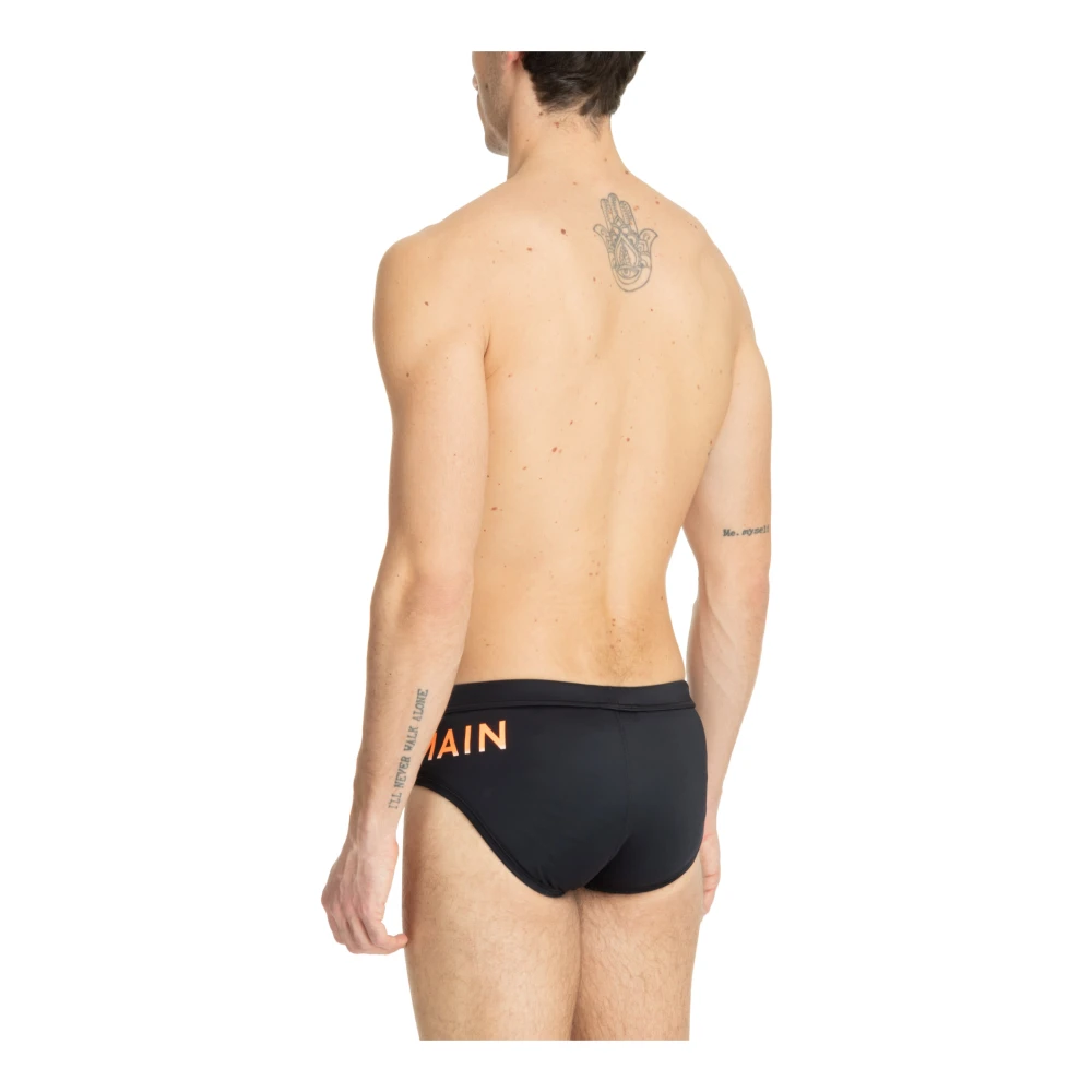 Balmain Mid Waist Zwembroeken met Trekkoord Black Heren