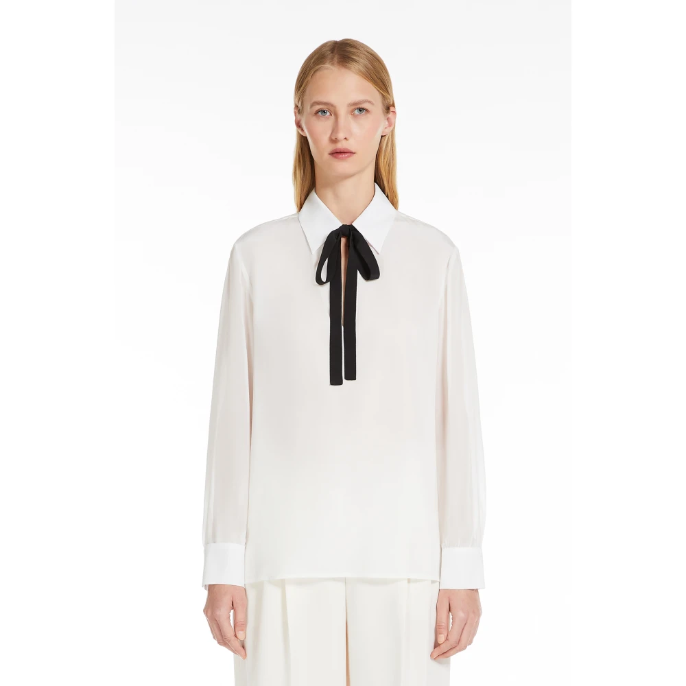 Max Mara Studio Zijden Crêpe de Chine Blouse White Dames