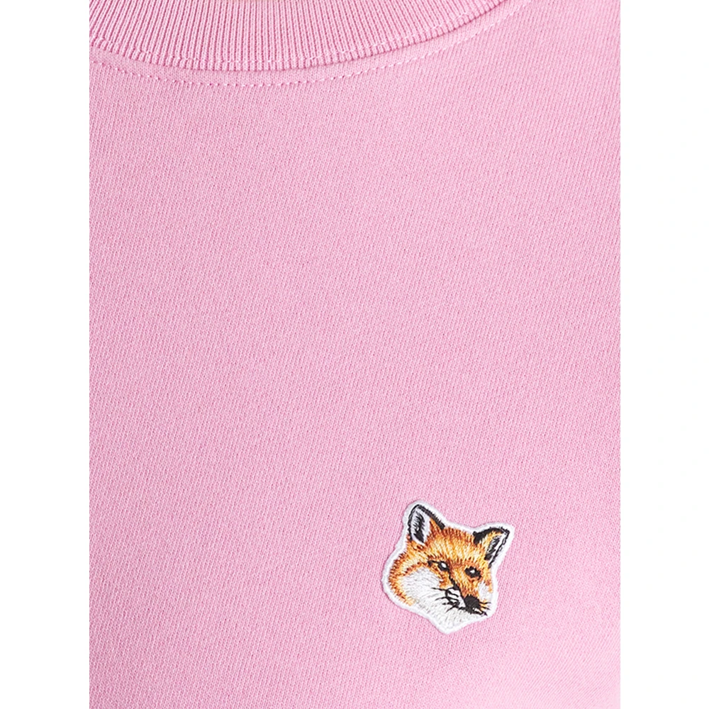 Maison Kitsuné Geborduurd Logo Katoenen Crew Neck Sweatshirt Pink Dames