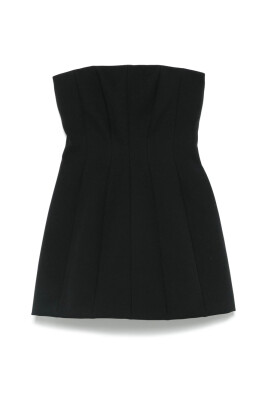 black-strapless-pleated-skirt-dress