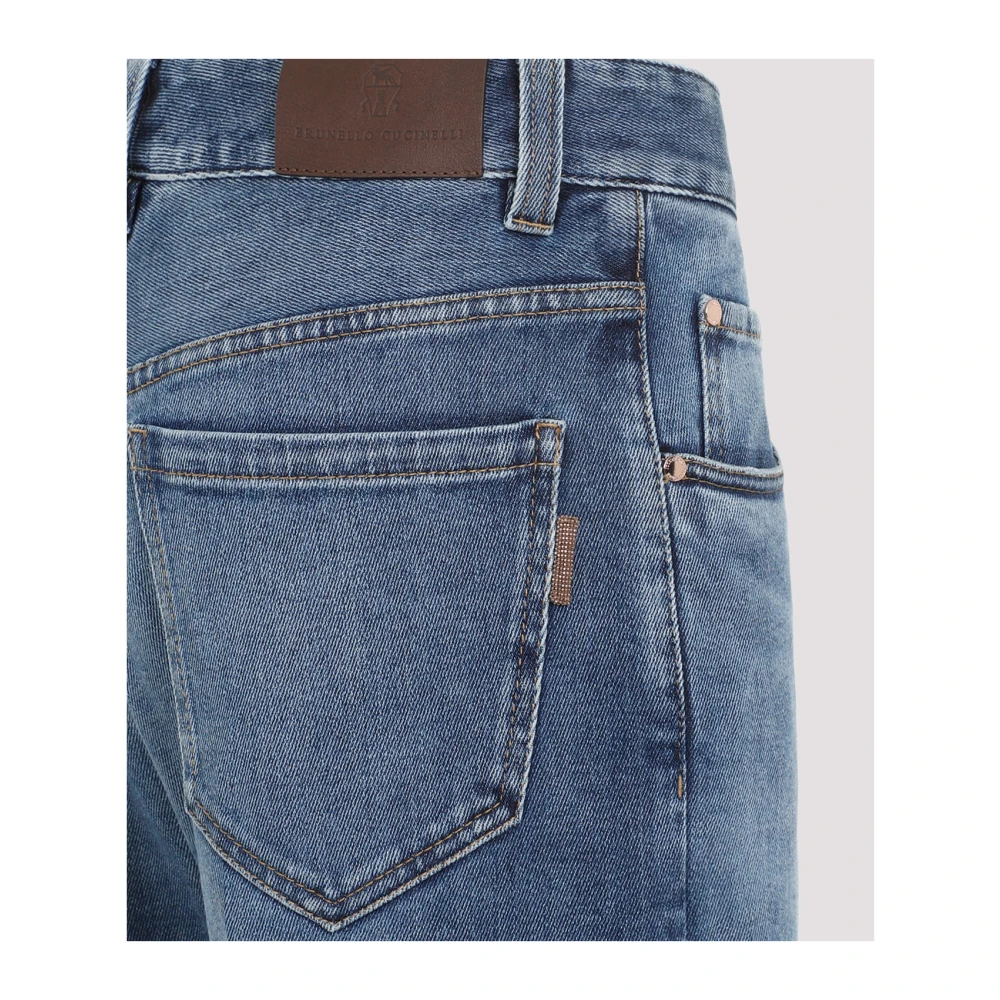 BRUNELLO CUCINELLI Blauwe Denim Straight Leg Pant Blue Dames