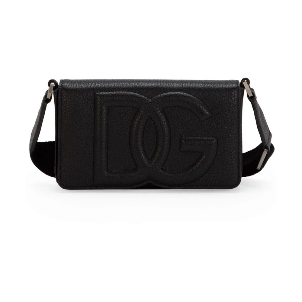 Dolce & Gabbana Zwarte Leren Crossbody Tas Black Heren