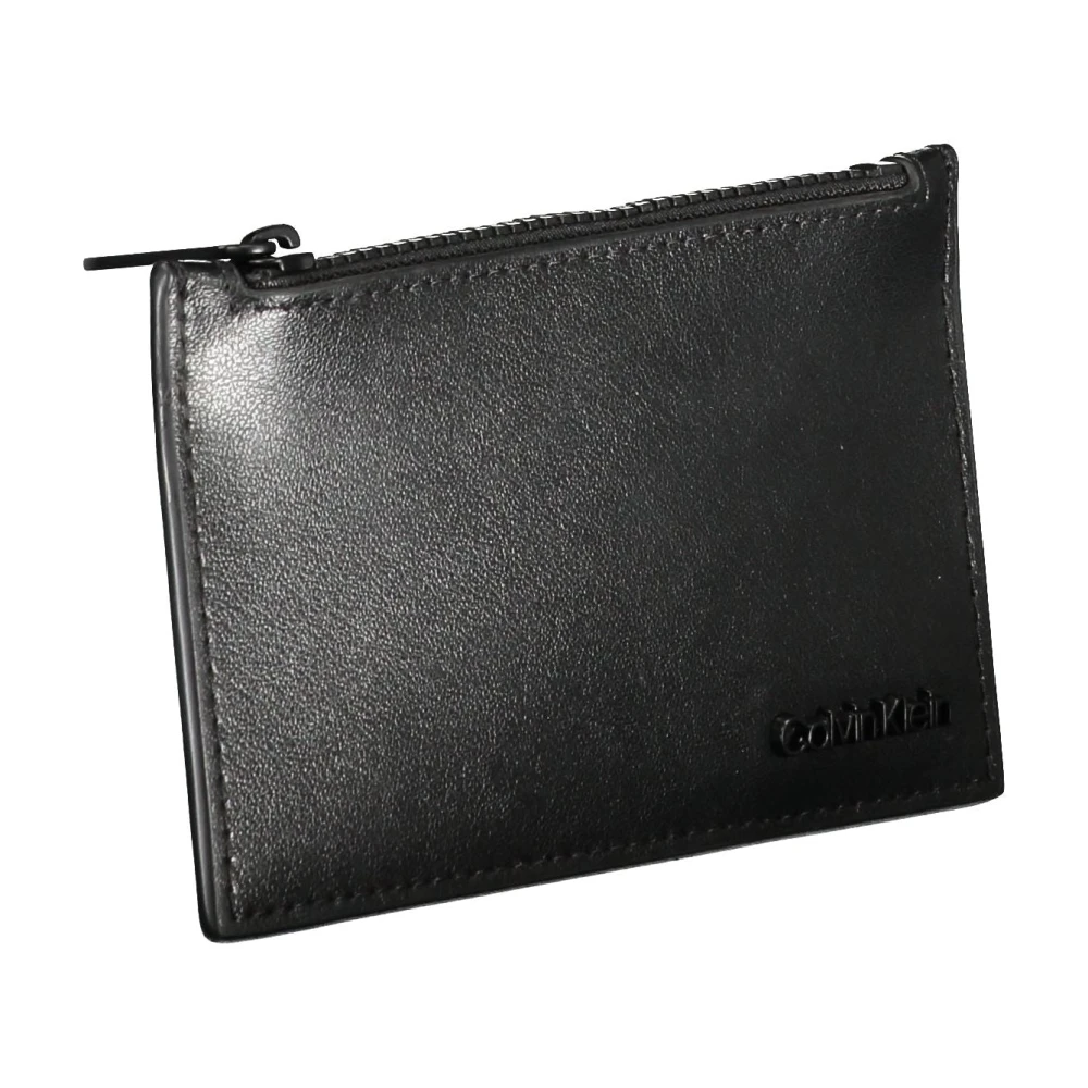 Calvin Klein Heren Portemonnee Zwart Rits Kaart Logo Black Heren