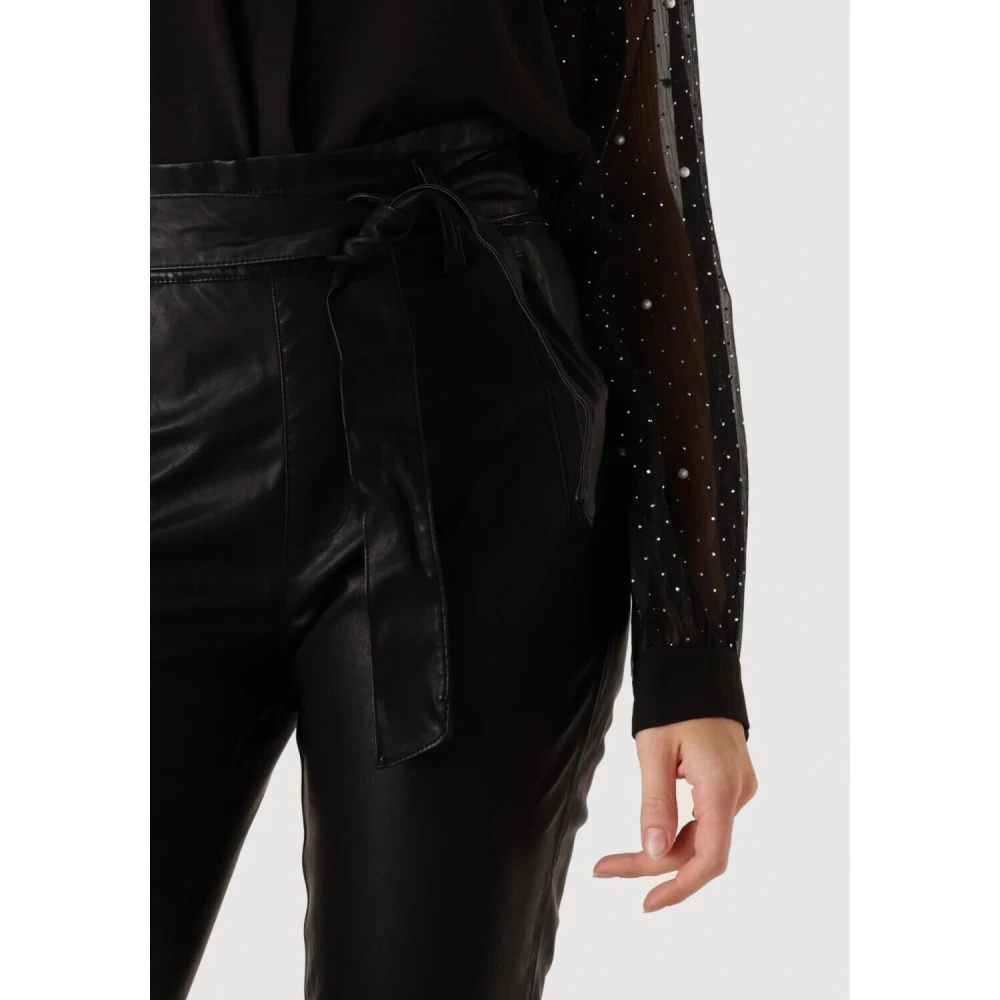 Knit-ted Francis Leren Broek Black Dames