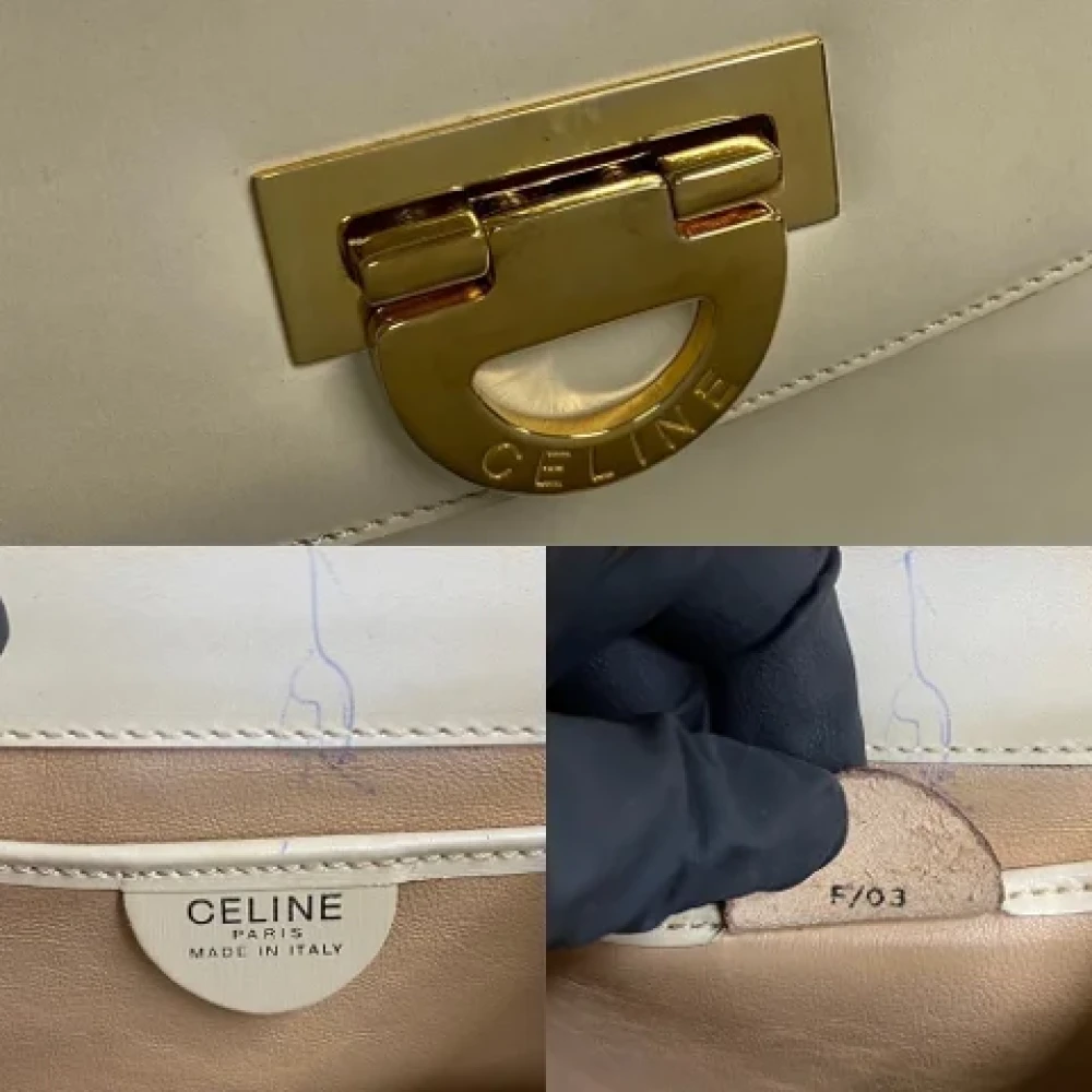 Celine Vintage Pre-owned Leather handbags Beige Dames