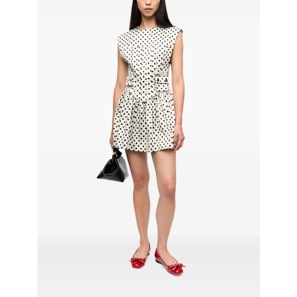 Ganni Polka Dot Mini Jurk Wit Multicolor Dames