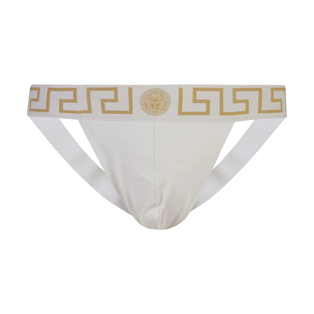 Versace Wit ondergoed met gouden Griekse rand White Heren