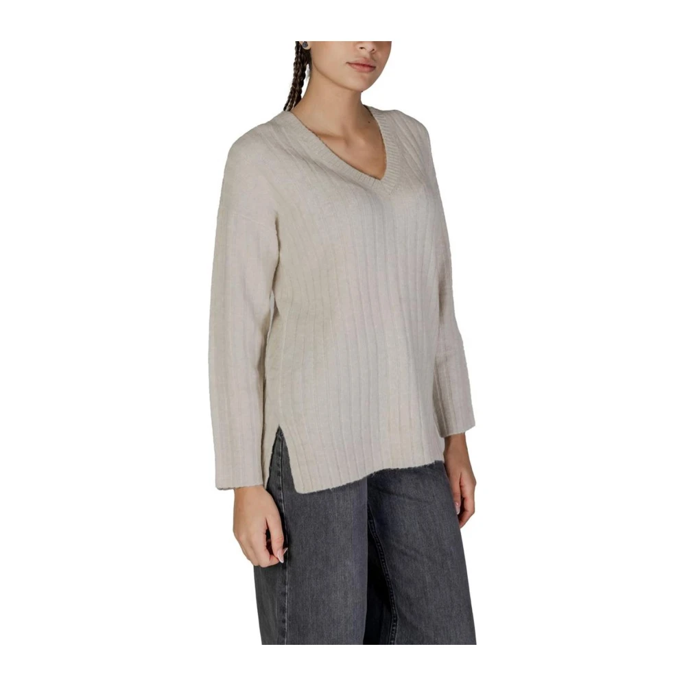 Vila Beige Acryl Blend Sweater Dames Herfst Winter Gray Dames