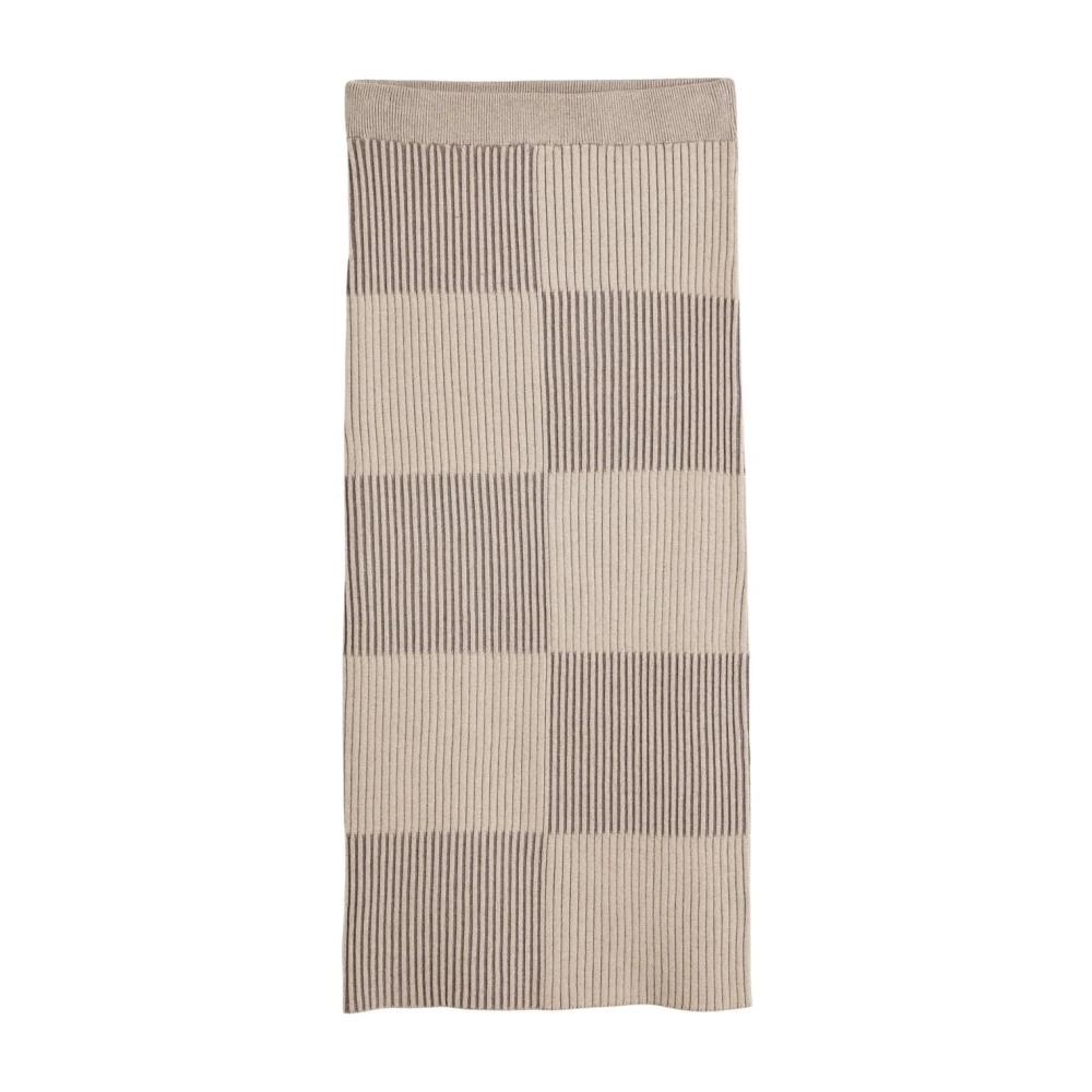 Desigual Women's Beige Midi Skirts, M, Checked Pattern Skirt