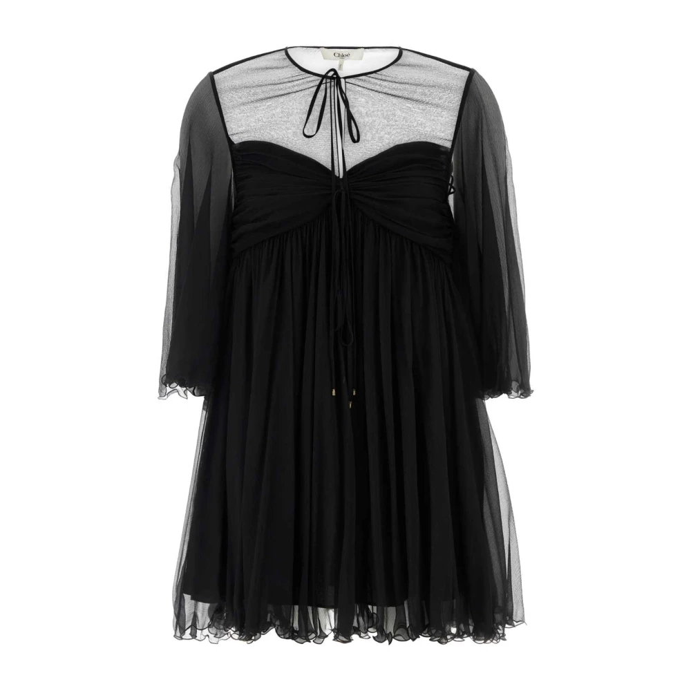 Chloé , Short Dresses, Female, Black, S, Silk Mini Dress
