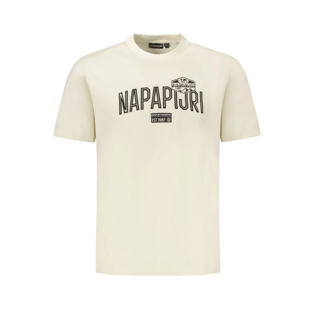 Napapijri Men's Beige Cotton T-Shirt - T-Shirts - 2XL - Tops