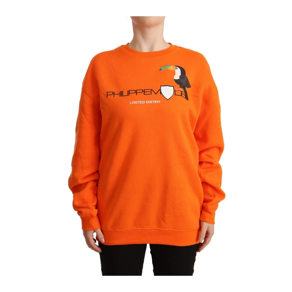 Philippe Model , Sweatshirts, Female, Orange, Xl, Printed Long Sleeves Pullover Jumper