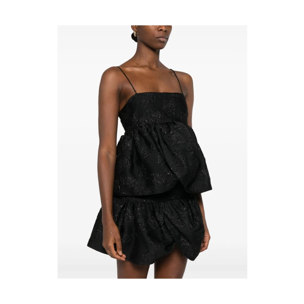 Rotate Birger Christensen Zwarte Jurk met Gedrapeerd Bustier Black Dames