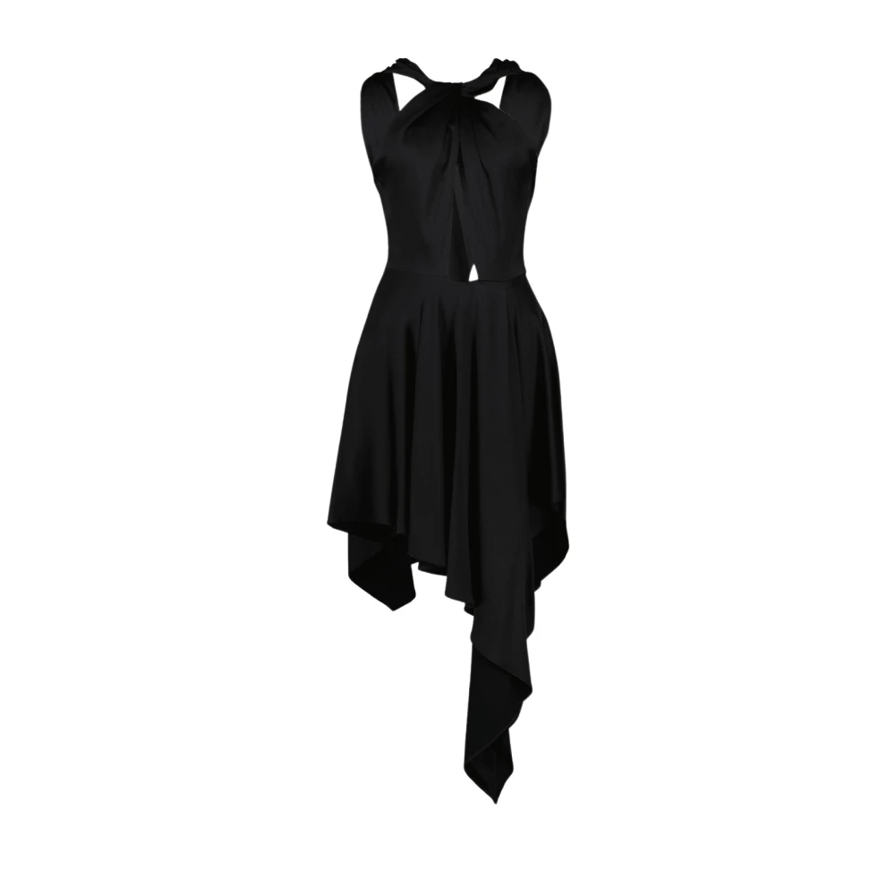 Stella Mccartney Women's Black Asymmetric Dress Viscose Backless Short 2XS