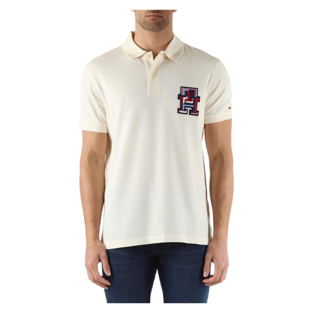 Tommy Hilfiger Regular Fit Katoenen Polo Shirt met Logo Patch Beige Heren