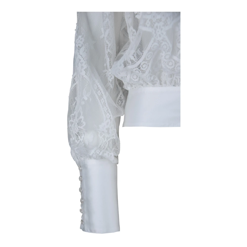 Aniye By Bloemen geborduurde knoopshirt White Dames