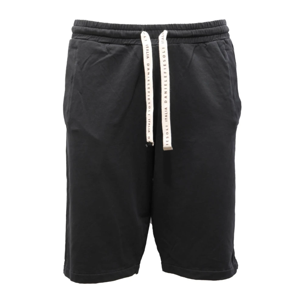 Daniele Fiesoli Men's Black Cotton Bermuda Shorts Made In Italy