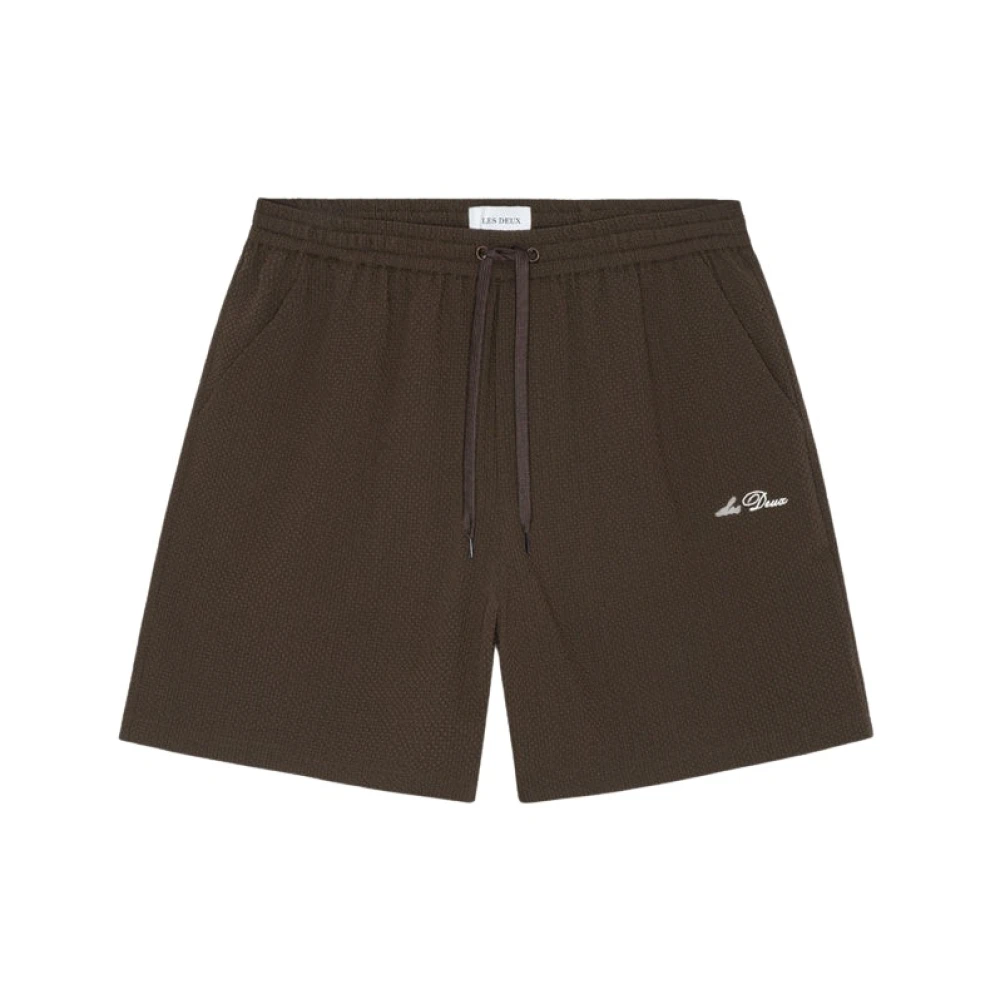 Les Deux Brown Stan Seersucker Swim Shorts - Male - Beachwear - S - Swimwear