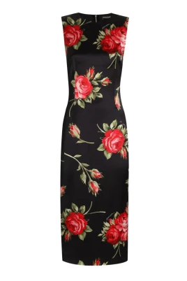 Roses Bouquet Print Midi Dress