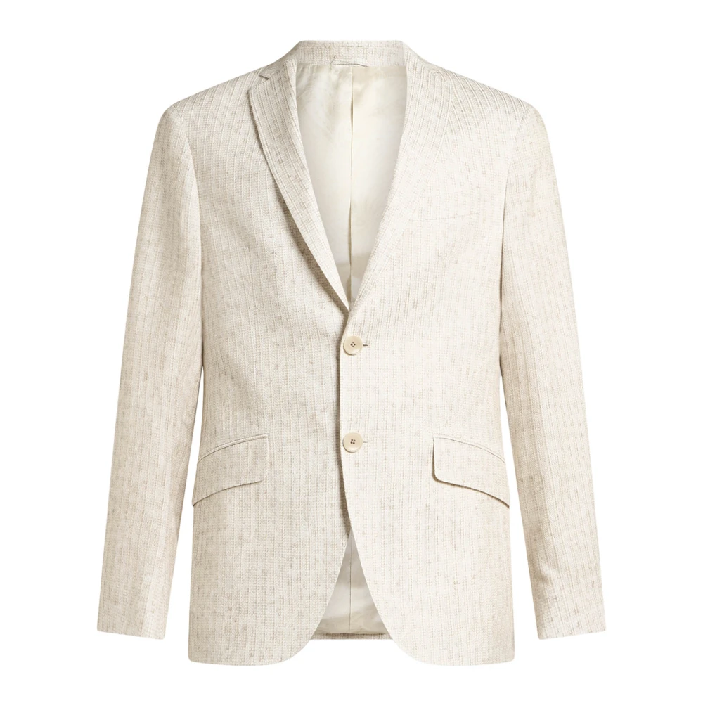 ETRO Witte Single-Breasted Jas Micro-Gestreept Beige Heren