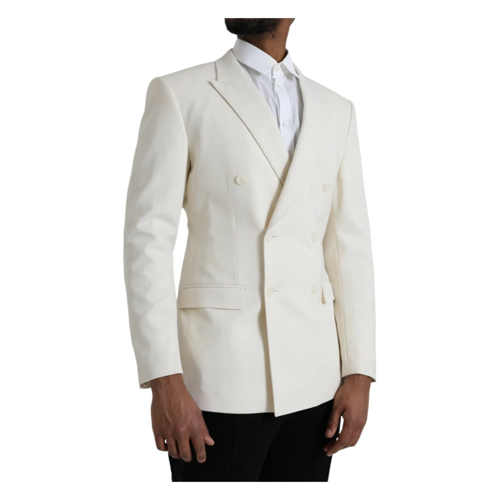 Dolce & Gabbana Witte Wollen Blazer Martini Dubbele Breasted White Heren