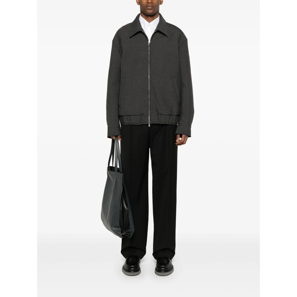 Lanvin Antraciet Wol Zip-Up Jas Gray Heren