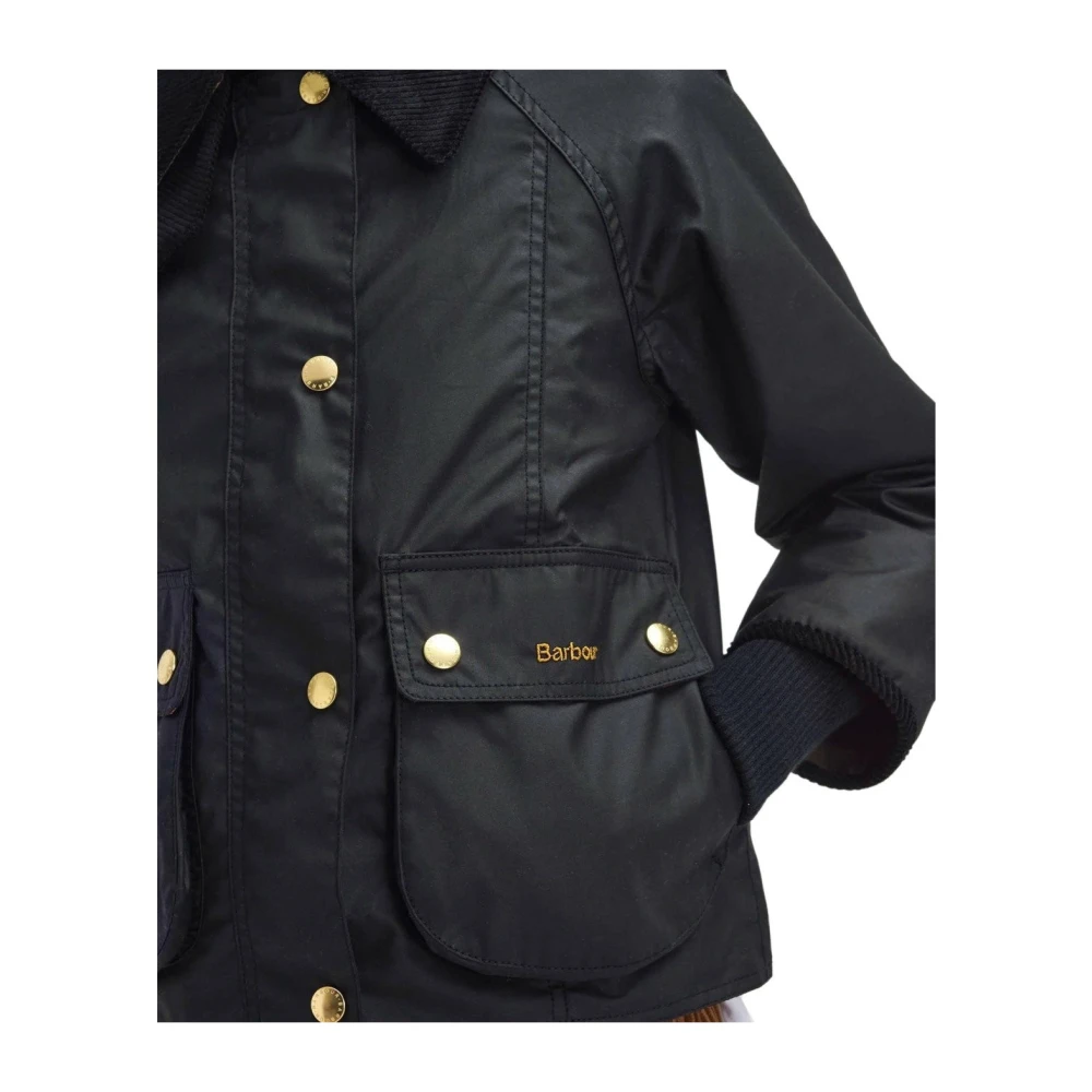 Barbour Zwarte Gewaxte Korte Jas Black Dames
