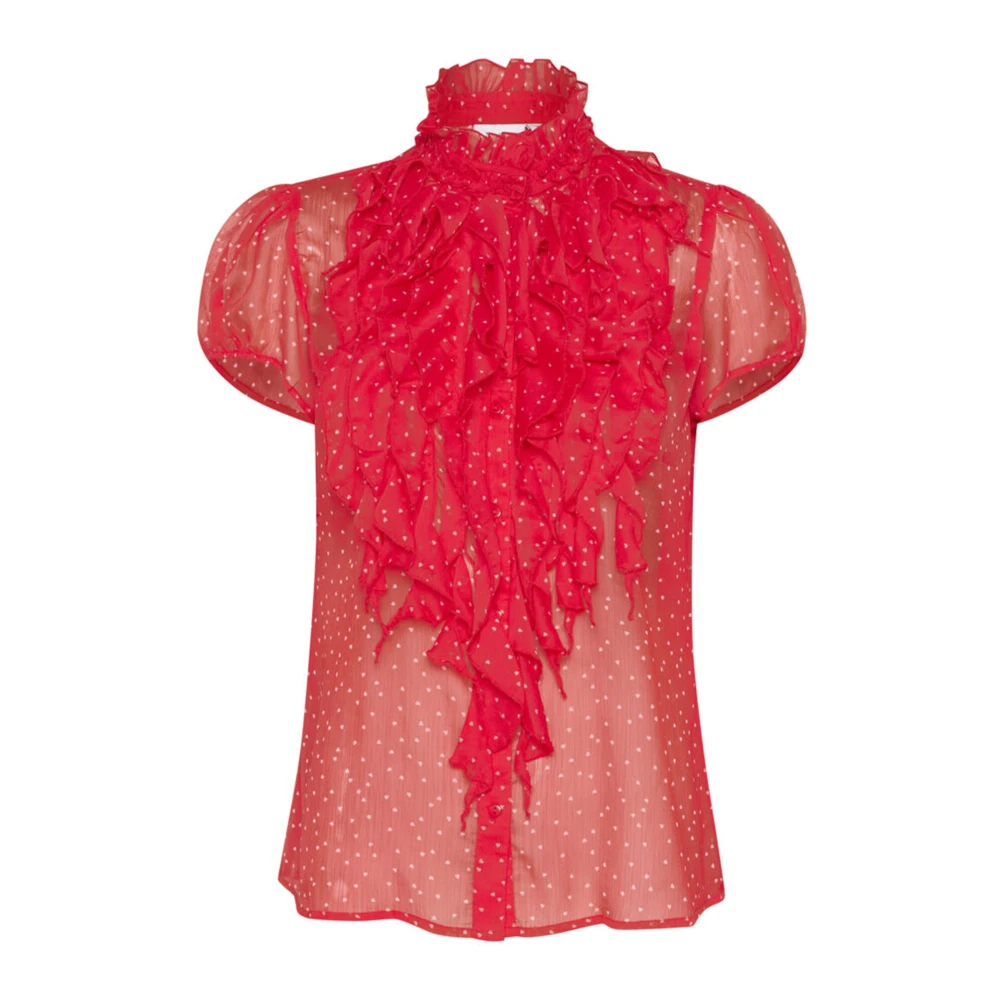 Saint Tropez White Blouses, Female, S, Crinkle Ss Shirt Magenta Bonbon