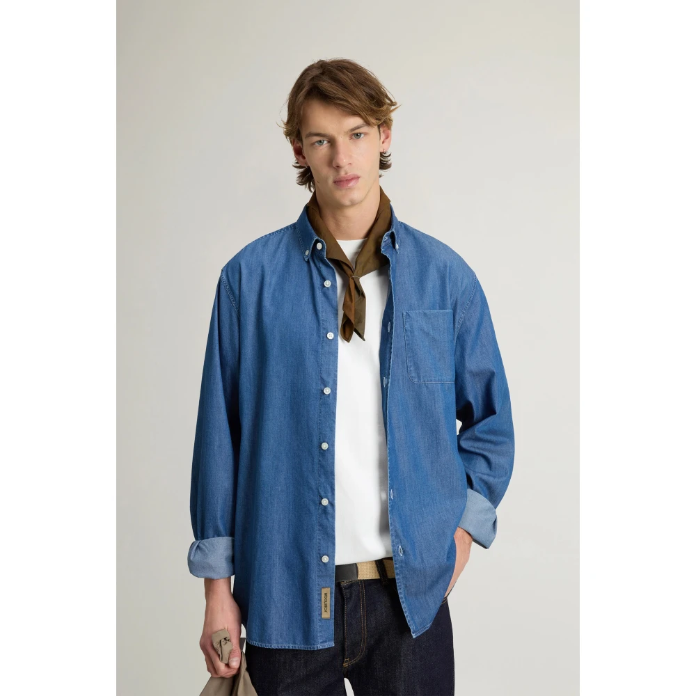 Woolrich Katoenen Casual Shirt met Zak Blue Heren