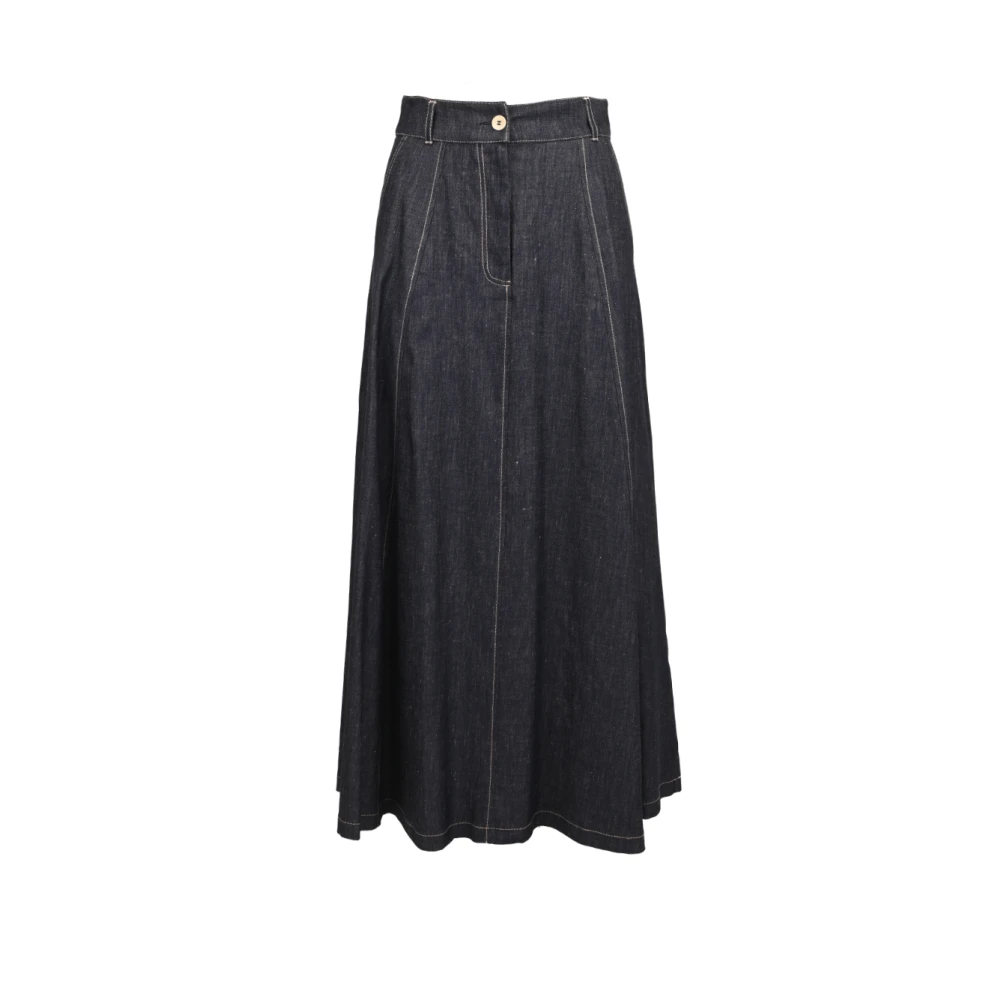 Pennyblack Denim Midi Rok met NorHeren Taille Blue Dames