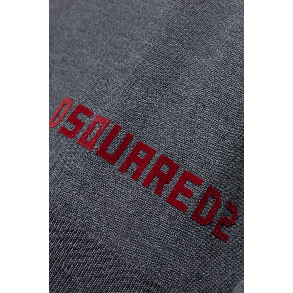 Dsquared2 Trui met logo en fluwelen afwerking Gray Heren