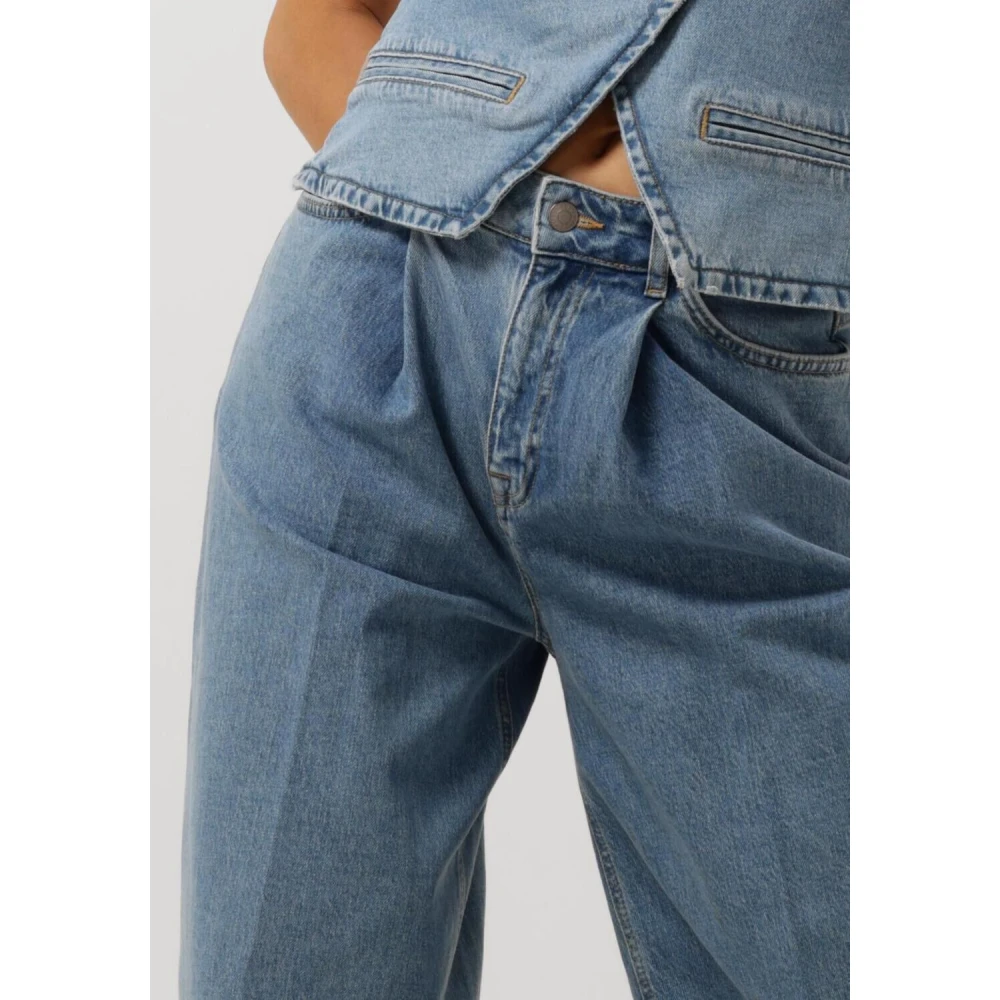 Selected Femme Wijde Pijp Hoge Taille Jeans Blue Dames