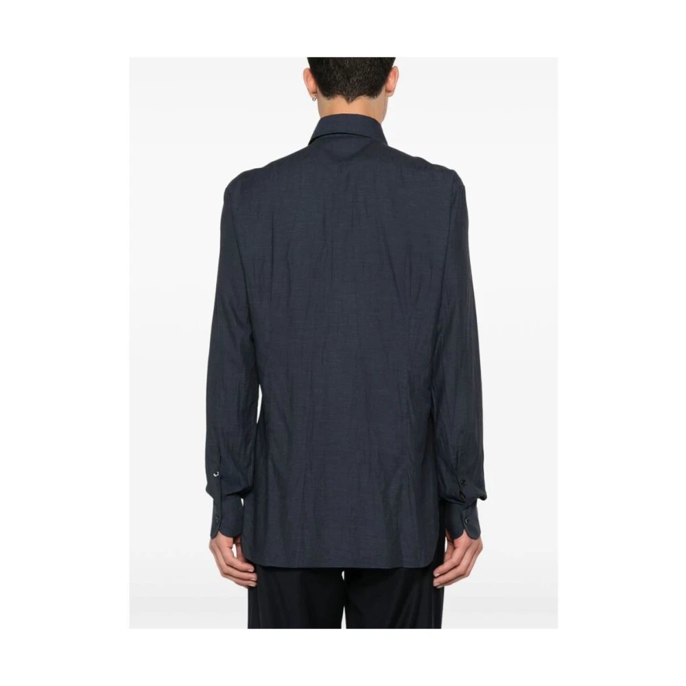Barba Navy Blauw Katoenen Overhemd Blue Heren