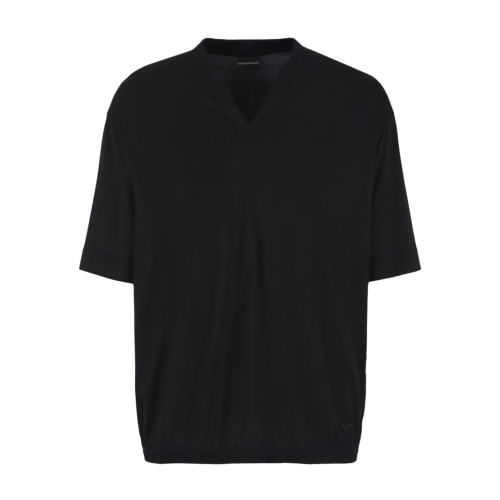 Emporio Armani Zwart V-hals T-shirt voor mannen Black Heren