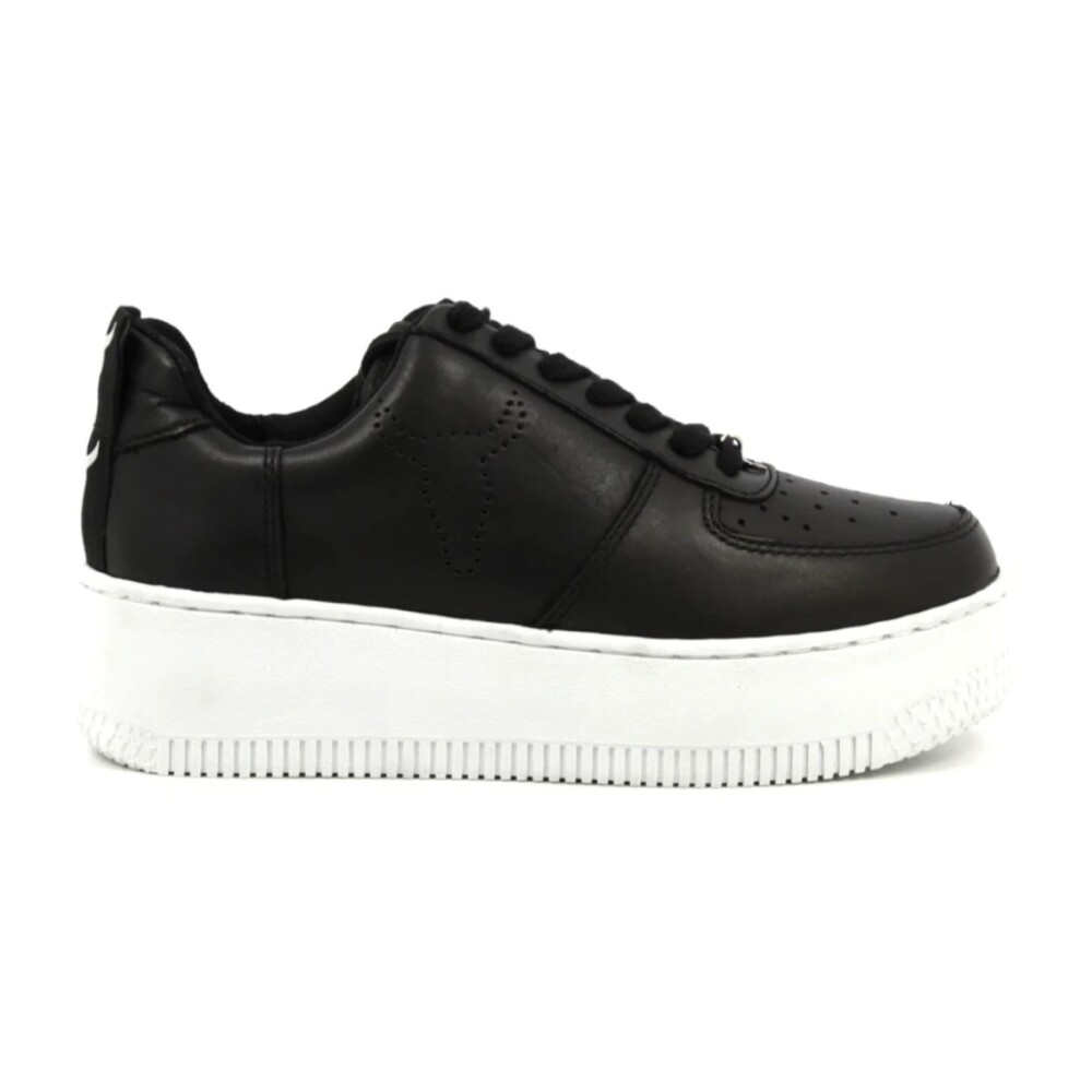 Zwarte leren sneakers dames sale