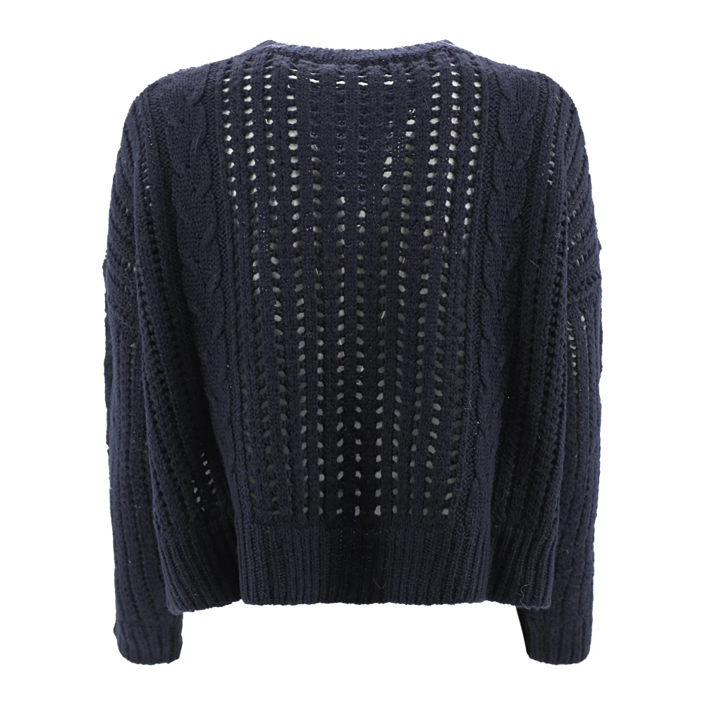 Max Mara Weekend Blauwe Wolgevlochten Trui Blue Dames