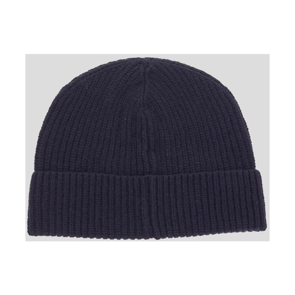 Seven Gauge Geribbelde Wollen Beanie Hoed Blue Heren