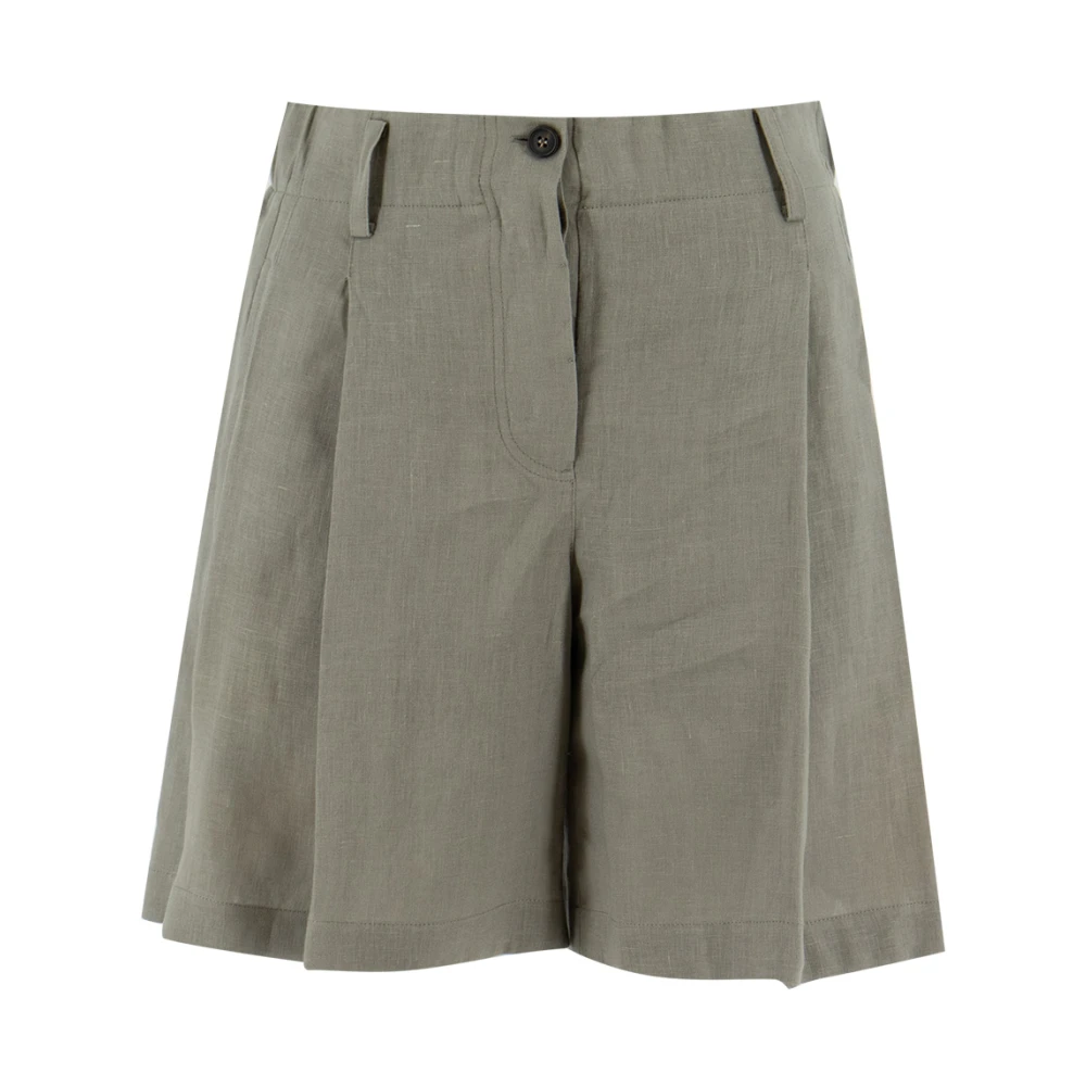 Brunello Cucinelli Women's Green Casual Shorts, M, Linen Shorts