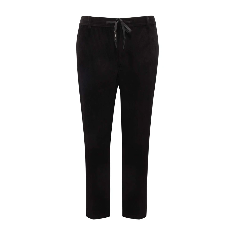 Circolo 1901 Men's Black Velvet Trousers With Corduroy Drawstring - Chinos - Xl - Trousers