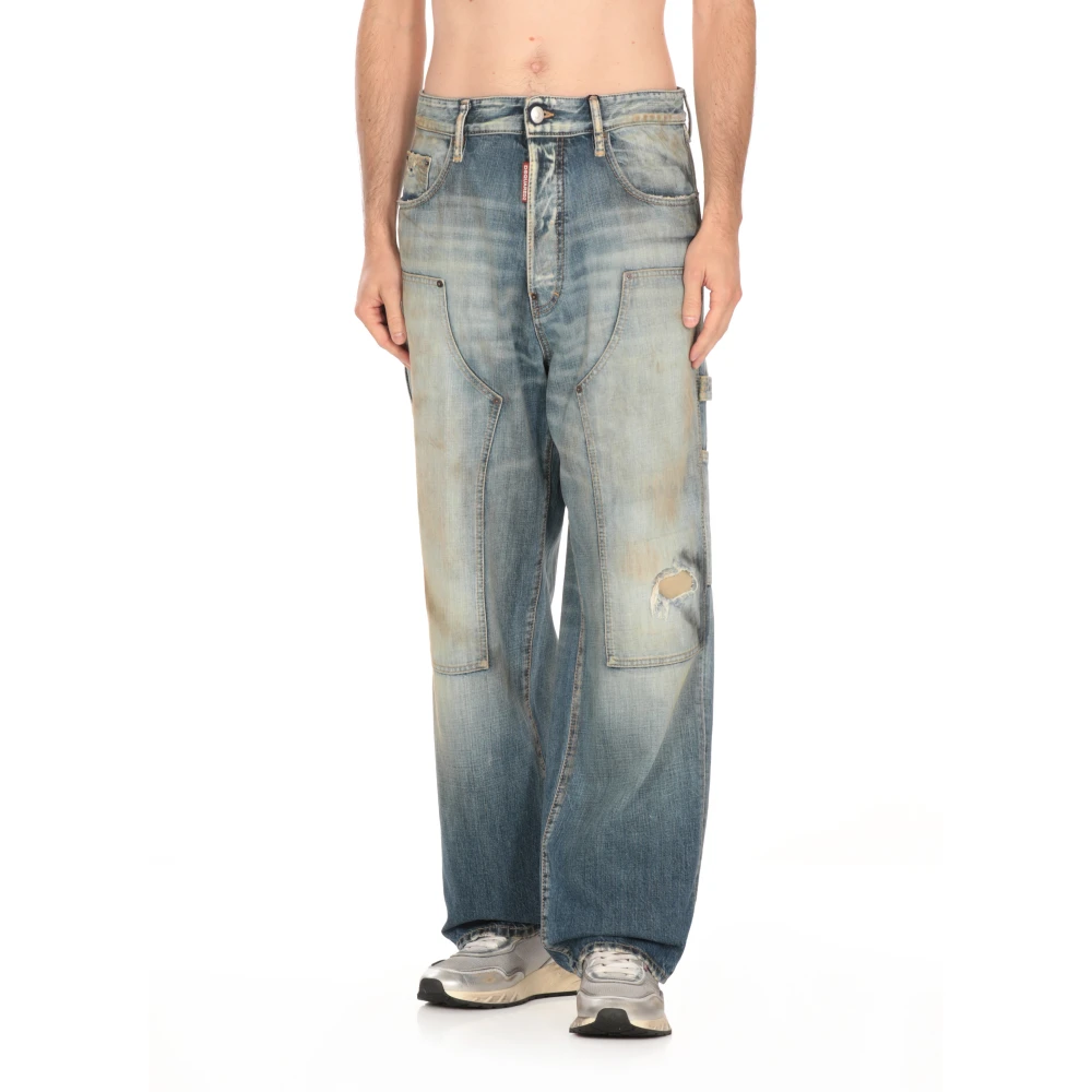Dsquared2 Blauwe Katoenen Jeans met Vernietigd Effect Blue Heren