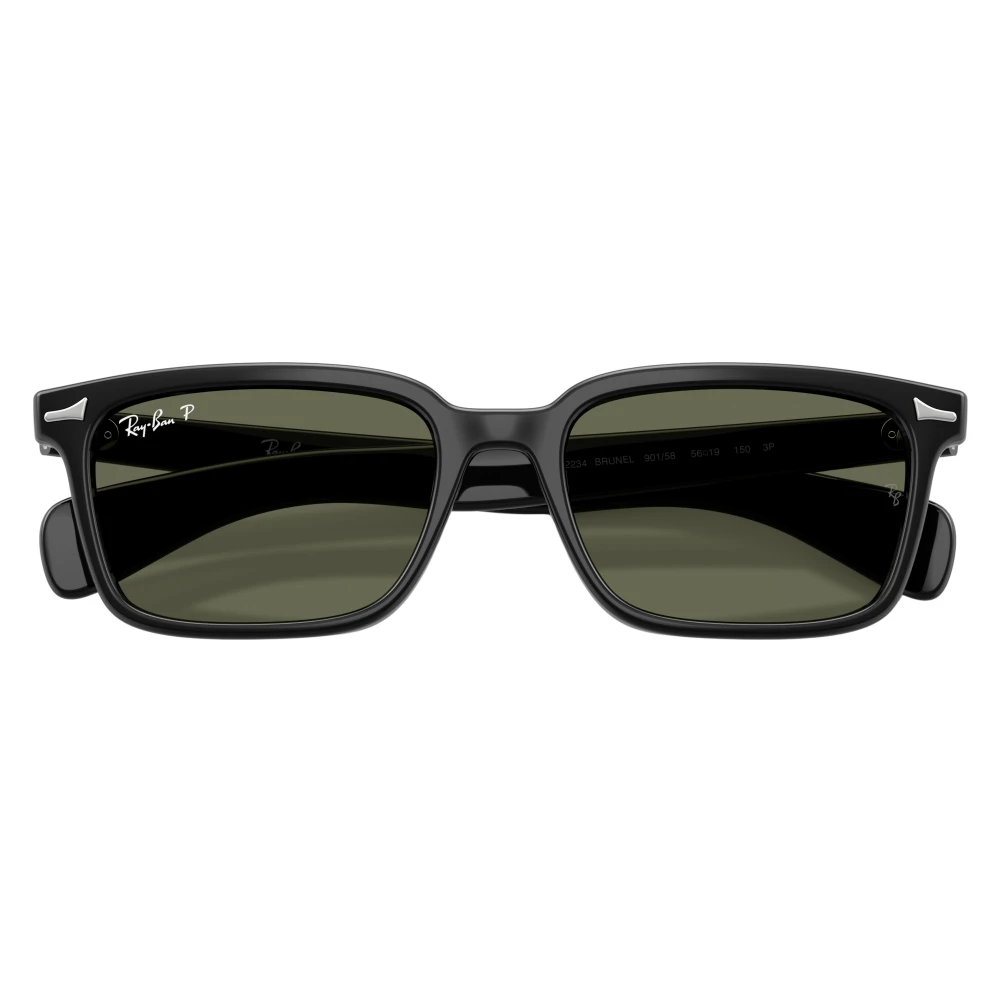 Ray - Ban Unisex Green Ray - Ban Rb2234 Brunel 901/58 Sunglasses Acetate Black Squared Polarized - Image 2