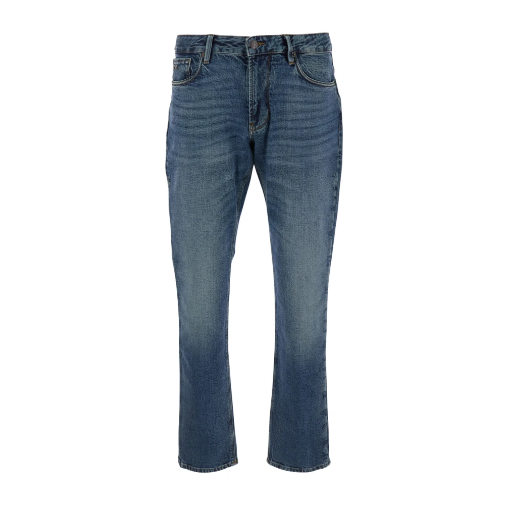 Emporio Armani Blauwe Denim Jeans met Logopatch Blue Heren
