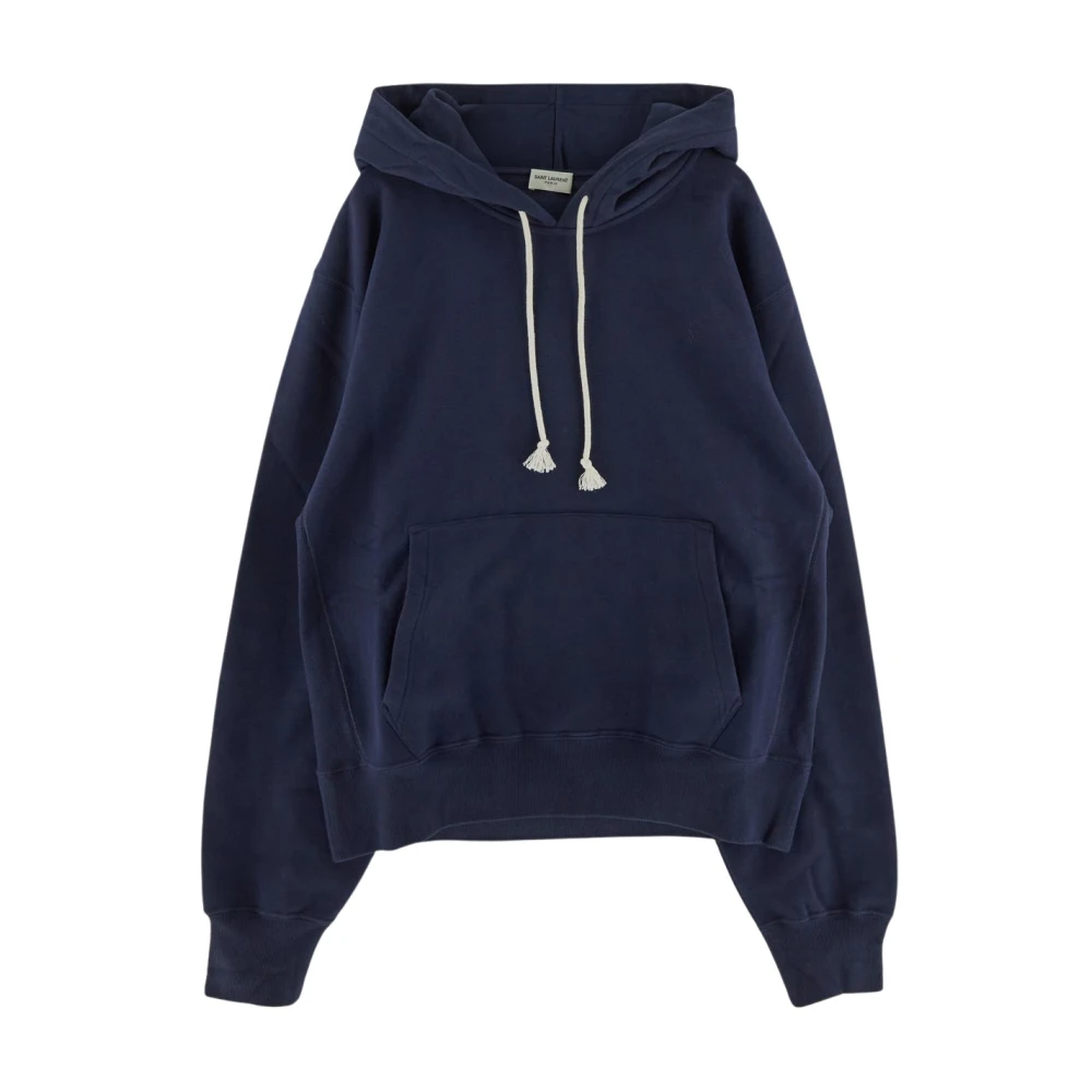 Saint Laurent Katoenen Logo Hoodie Blue Heren