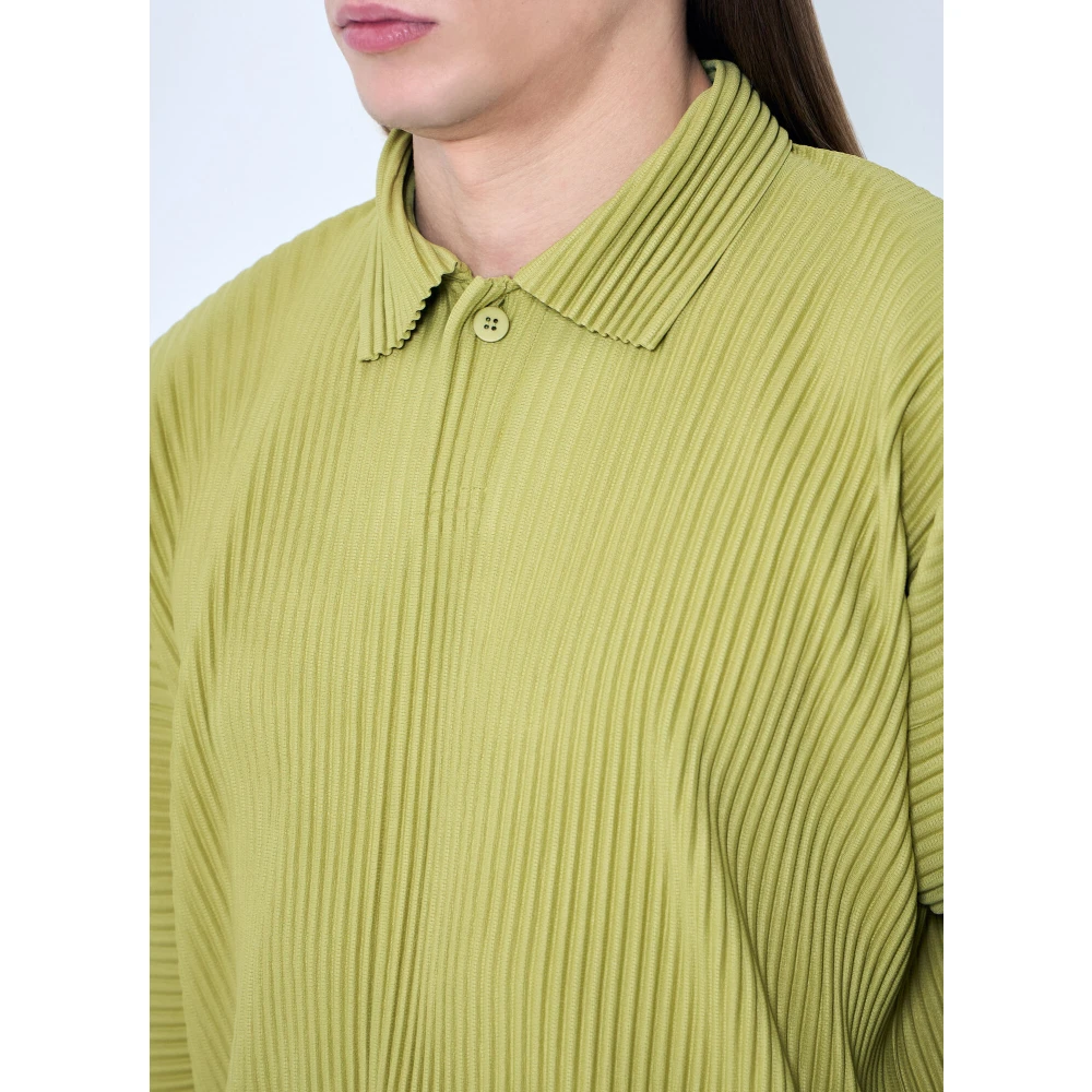 Issey Miyake Geplooide Overhemd met Lange Mouwen Green Heren